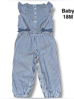 Carter’s Toddler Navy & White Striped Sleeveless Romper - Jumpsuit Size 18 month